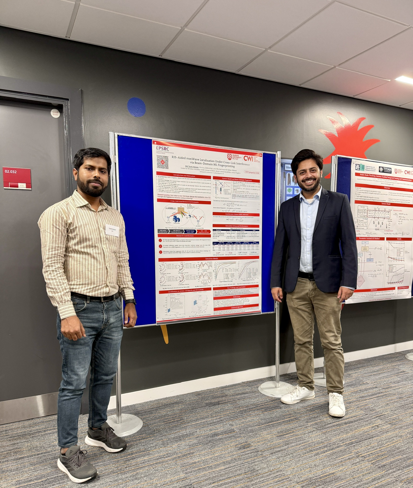 Md Tarek Hassan and his second PhD supervisor beside the CWI Symposium poster