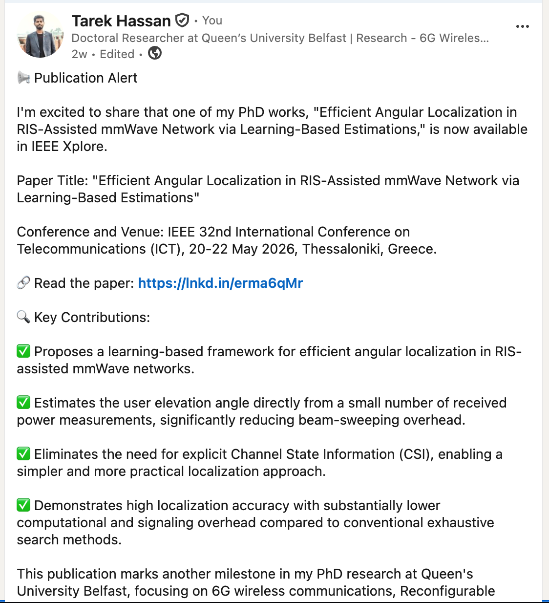 IEEE ICT 2026 publication update